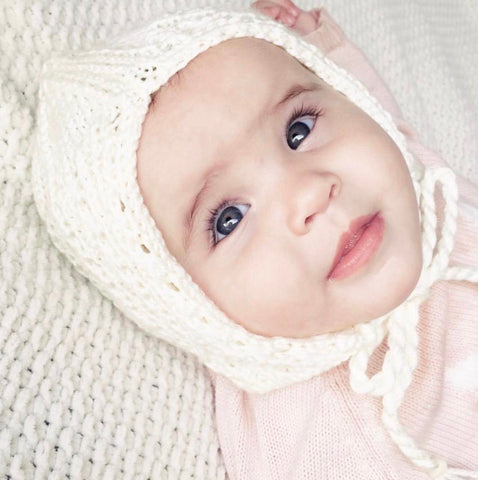 Cream “Esme” Knitted Bonnet